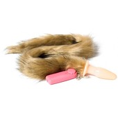 Анальная вибровтулка из силикона с длинным рыжим хвостом 90 см