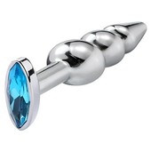 Металлическая анальная елочка с голубым камушком